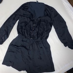 Plain black button romper